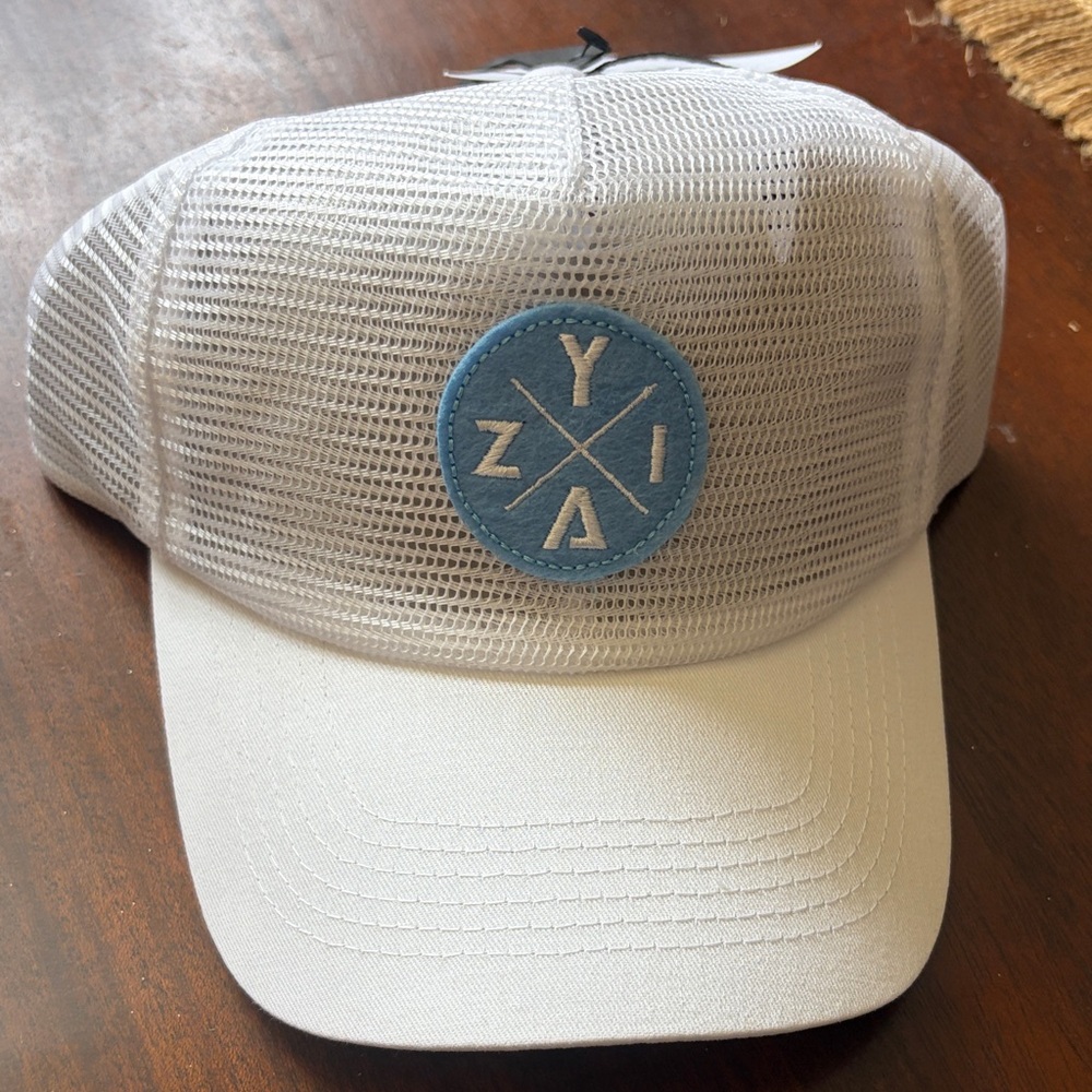 ZYIA White Mesh Cap with Light Blue Logo Patch